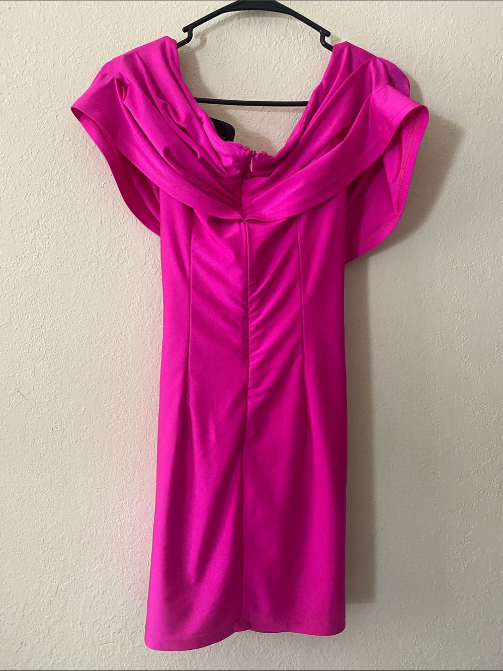 Azalea Wang Fuchsia Pink Barbiecore Glam TayTay Draped Cowl Mini Dress - Picture 8 of 13